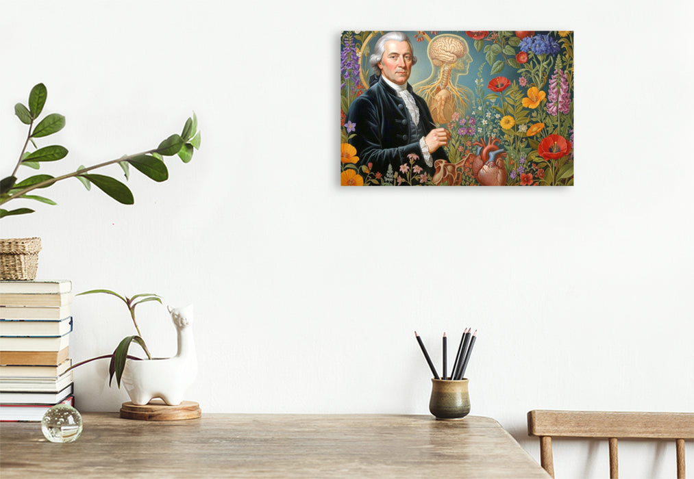 Premium Textil-Leinwand Albrecht von Haller (1708–1777) – erforschte Nerven- und Muskelphysiologie. Berühmter Mediziner der Geschichte