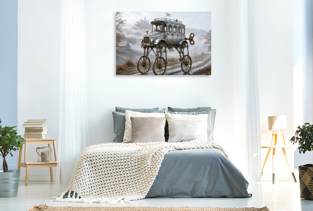 Premium Textil-Leinwand Wanderer im Nebelland
