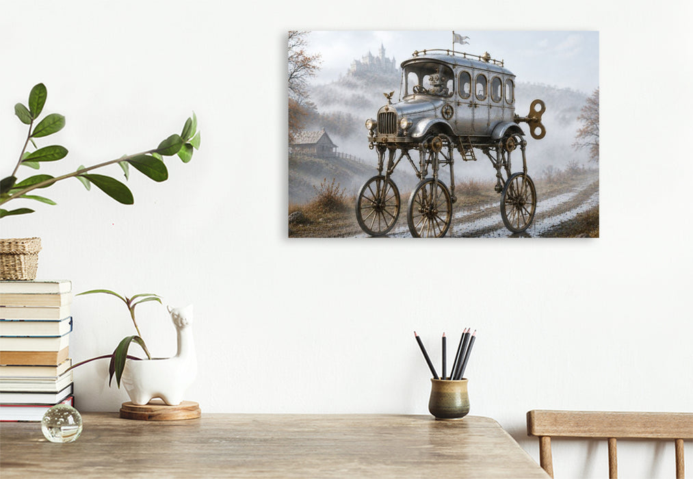 Premium Textil-Leinwand Wanderer im Nebelland