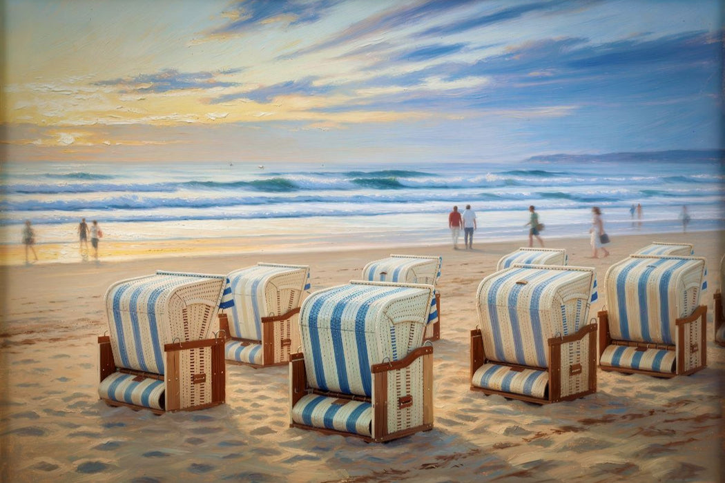 Premium Textil-Leinwand Strandzeit, die die Seele trägt.