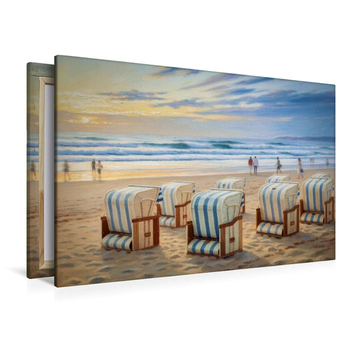 Premium Textil-Leinwand Strandzeit, die die Seele trägt.