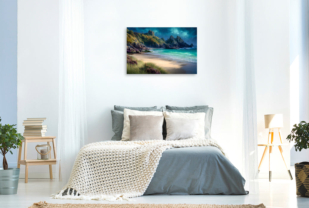Premium Textil-Leinwand Licht auf Granit