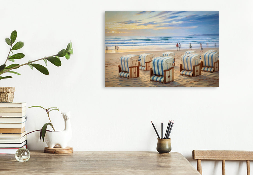 Premium Textil-Leinwand Strandzeit, die die Seele trägt.