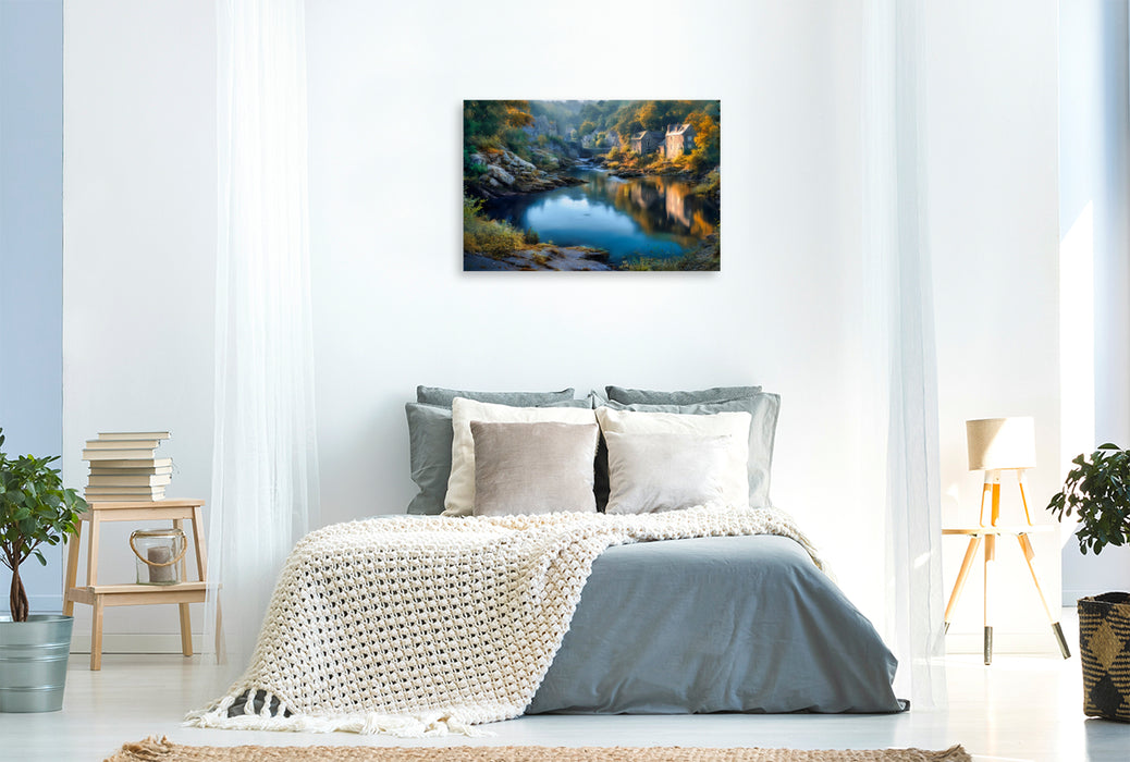 Premium Textil-Leinwand Ein Morgen wie vor hundert Jahren