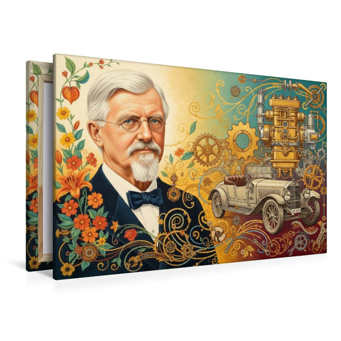 Premium Textil-Leinwand Wilhelm Maybach (1846–1929) – frühe Fahrzeugentwicklung und technische Verbesserungen