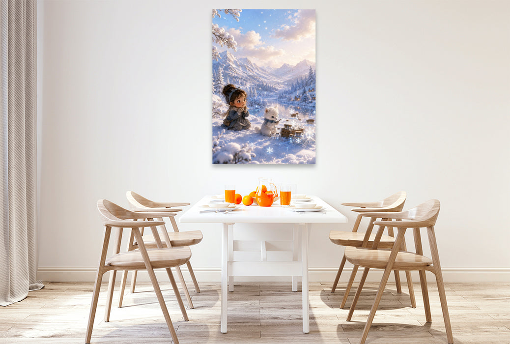 Premium Textil-Leinwand Schneeflockensammler