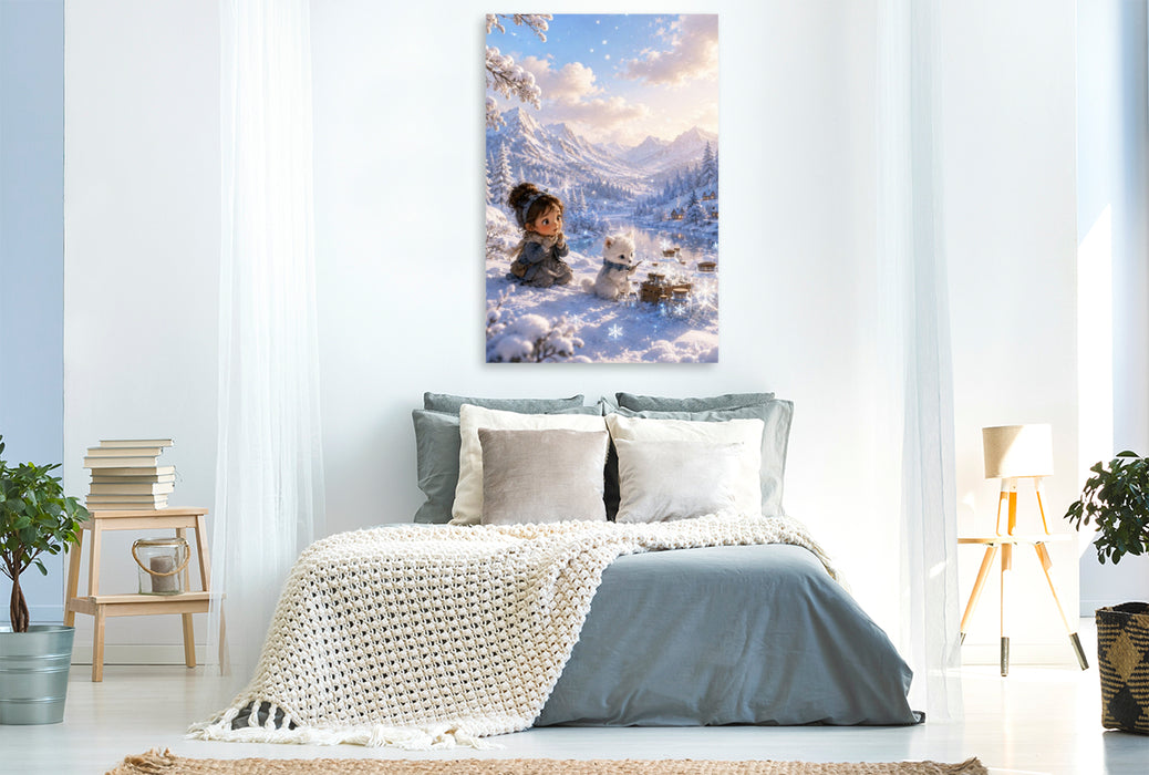 Premium Textil-Leinwand Schneeflockensammler