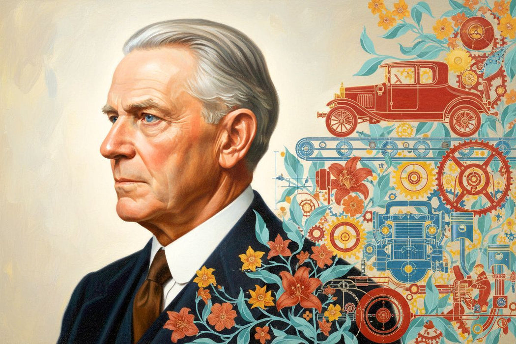 Premium Textil-Leinwand Henry Ford (1863–1947) – Massenproduktion des Automobils