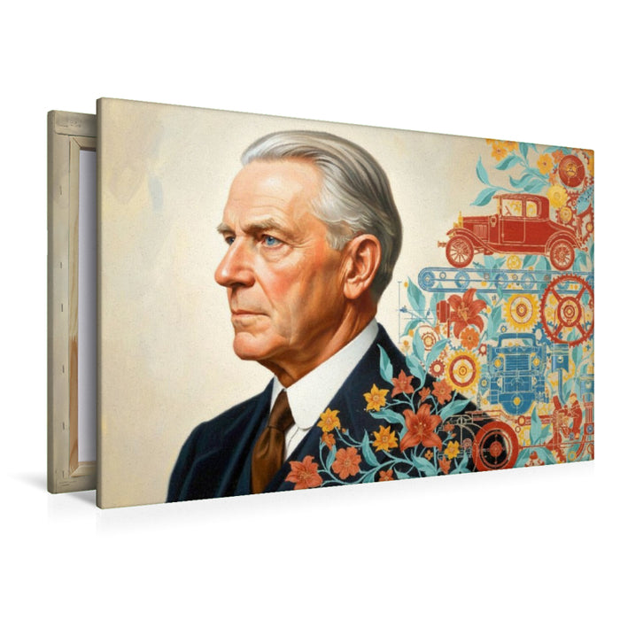 Premium Textil-Leinwand Henry Ford (1863–1947) – Massenproduktion des Automobils