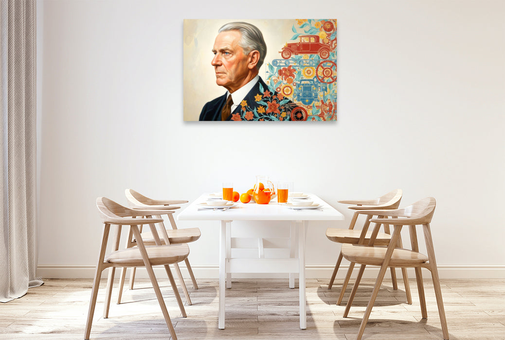Premium Textil-Leinwand Henry Ford (1863–1947) – Massenproduktion des Automobils