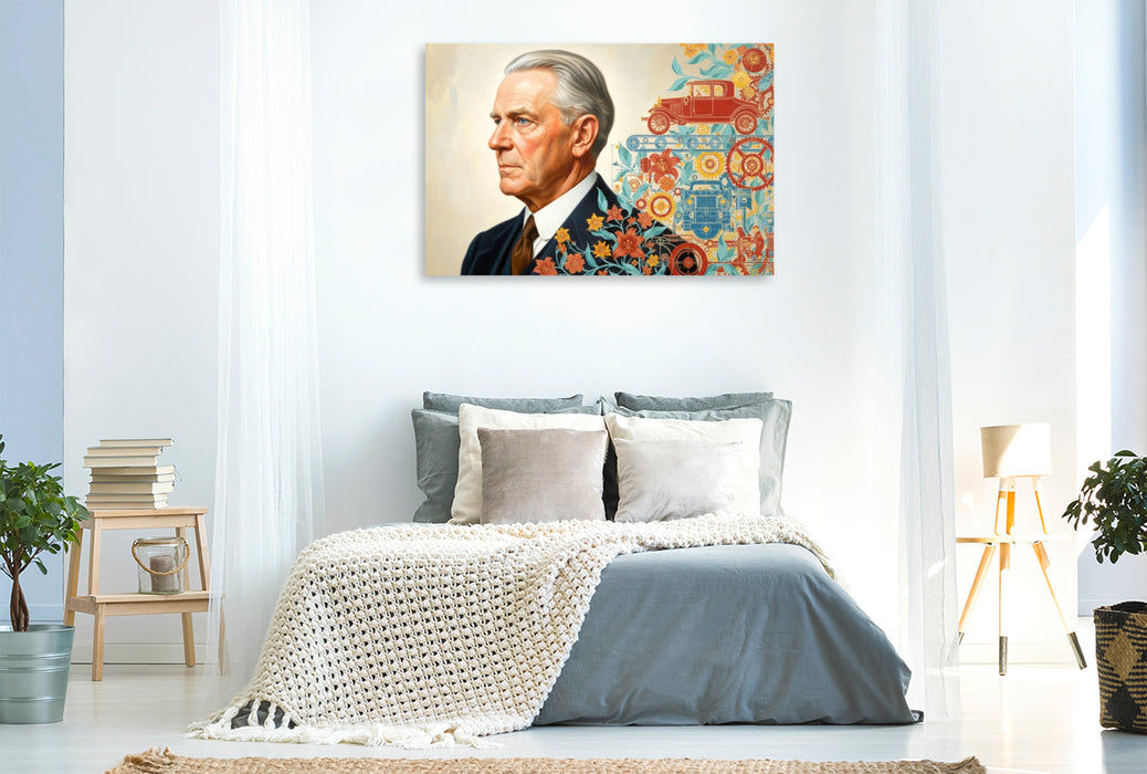 Premium Textil-Leinwand Henry Ford (1863–1947) – Massenproduktion des Automobils