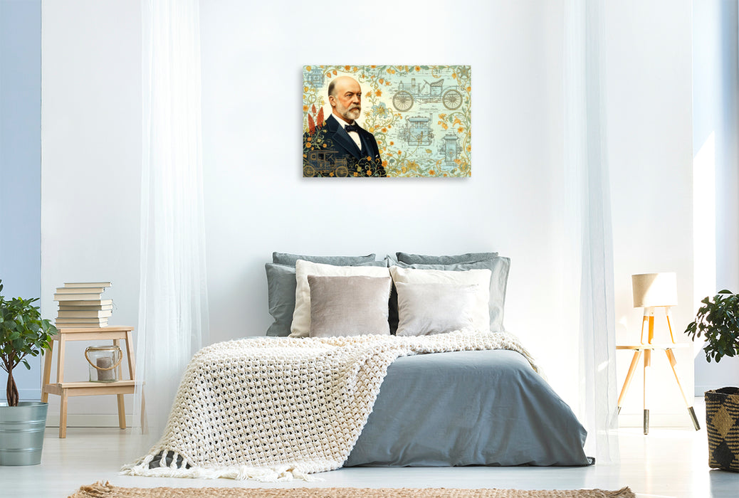 Premium Textil-Leinwand Gottlieb Daimler (1834–1900) – schneller Verbrennungsmotor für Fahrzeuge