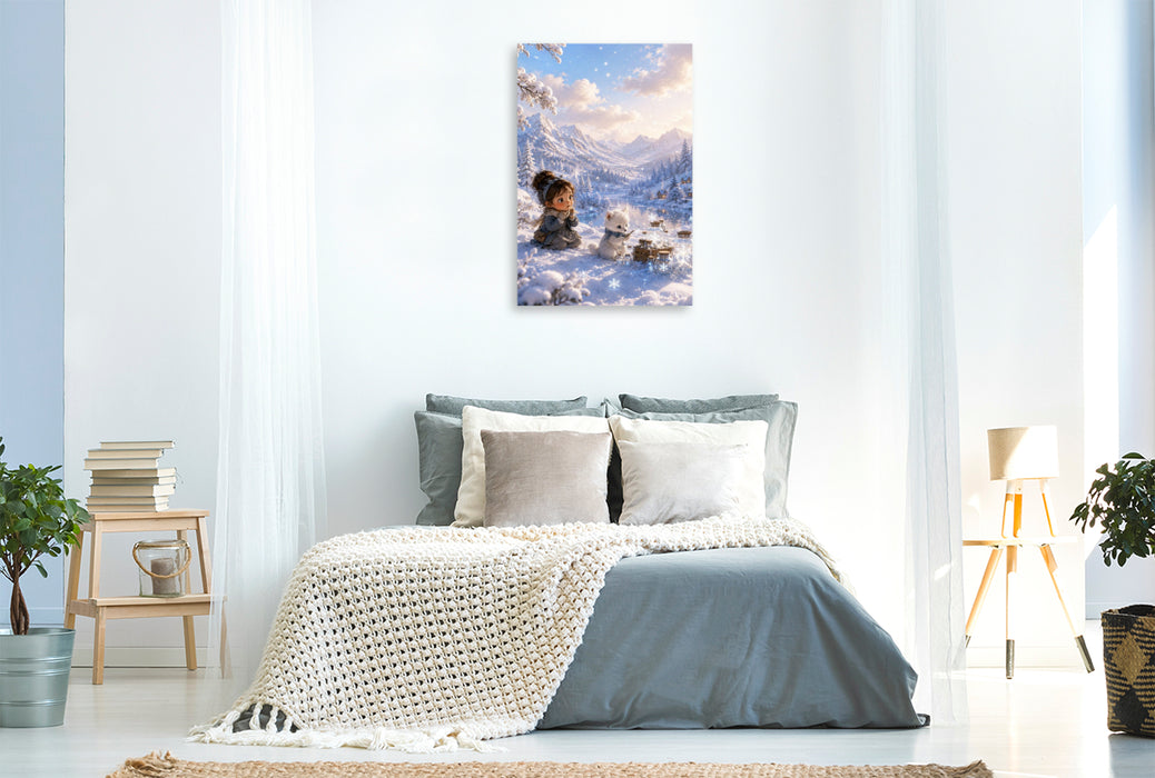 Premium Textil-Leinwand Schneeflockensammler