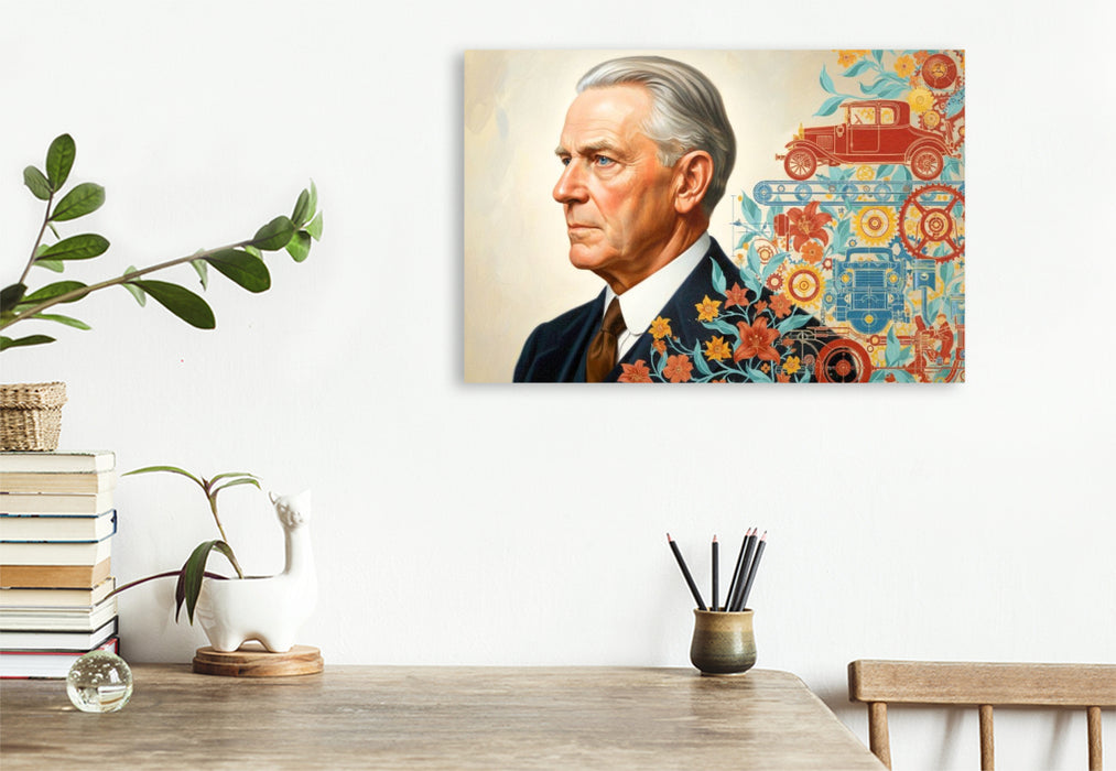 Premium Textil-Leinwand Henry Ford (1863–1947) – Massenproduktion des Automobils