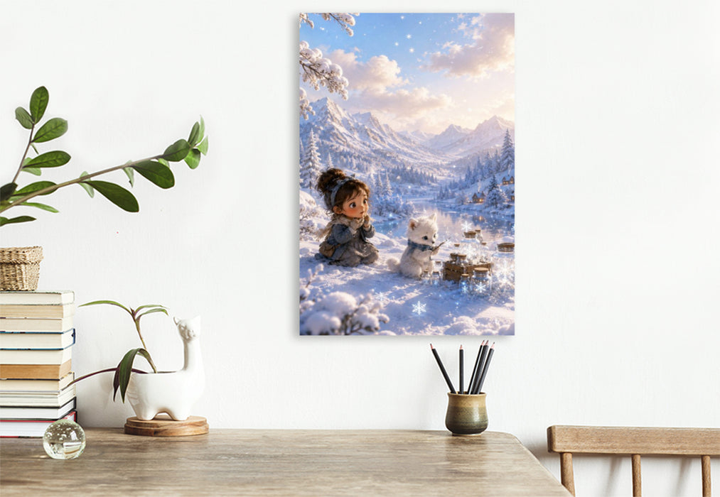 Premium Textil-Leinwand Schneeflockensammler