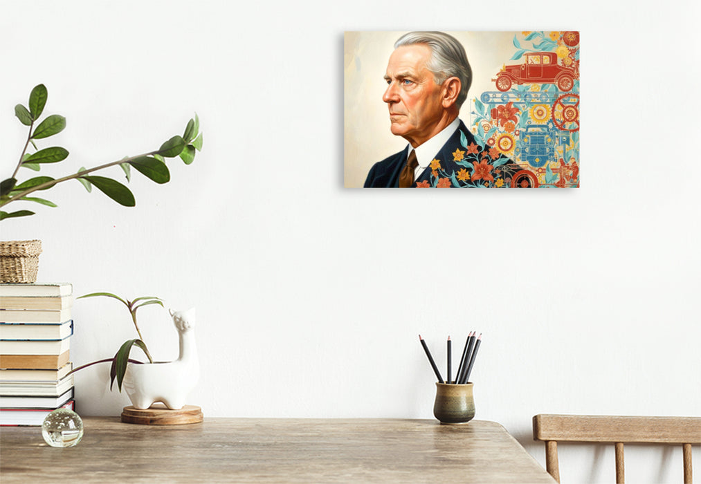 Premium Textil-Leinwand Henry Ford (1863–1947) – Massenproduktion des Automobils