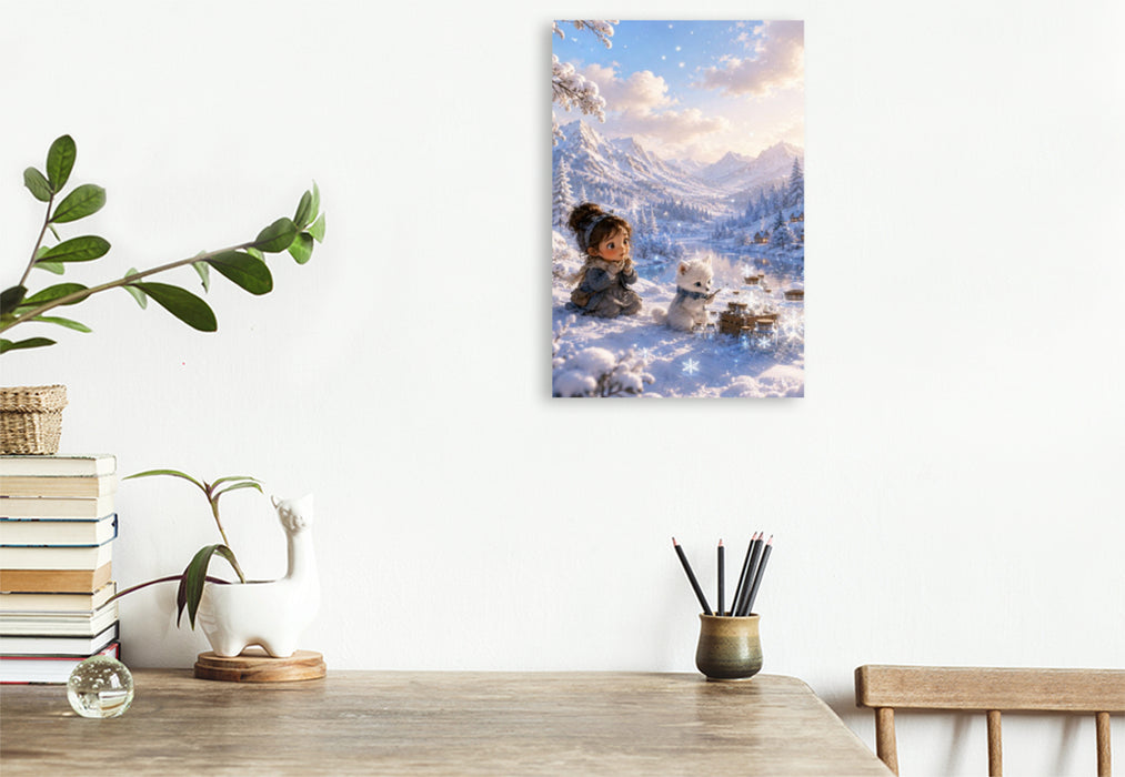 Premium Textil-Leinwand Schneeflockensammler