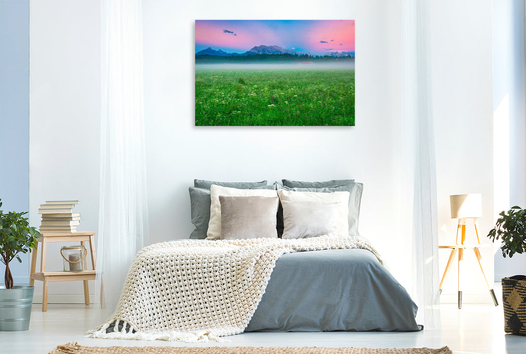 Premium Textil-Leinwand Wettersteingebirge im Morgenlicht