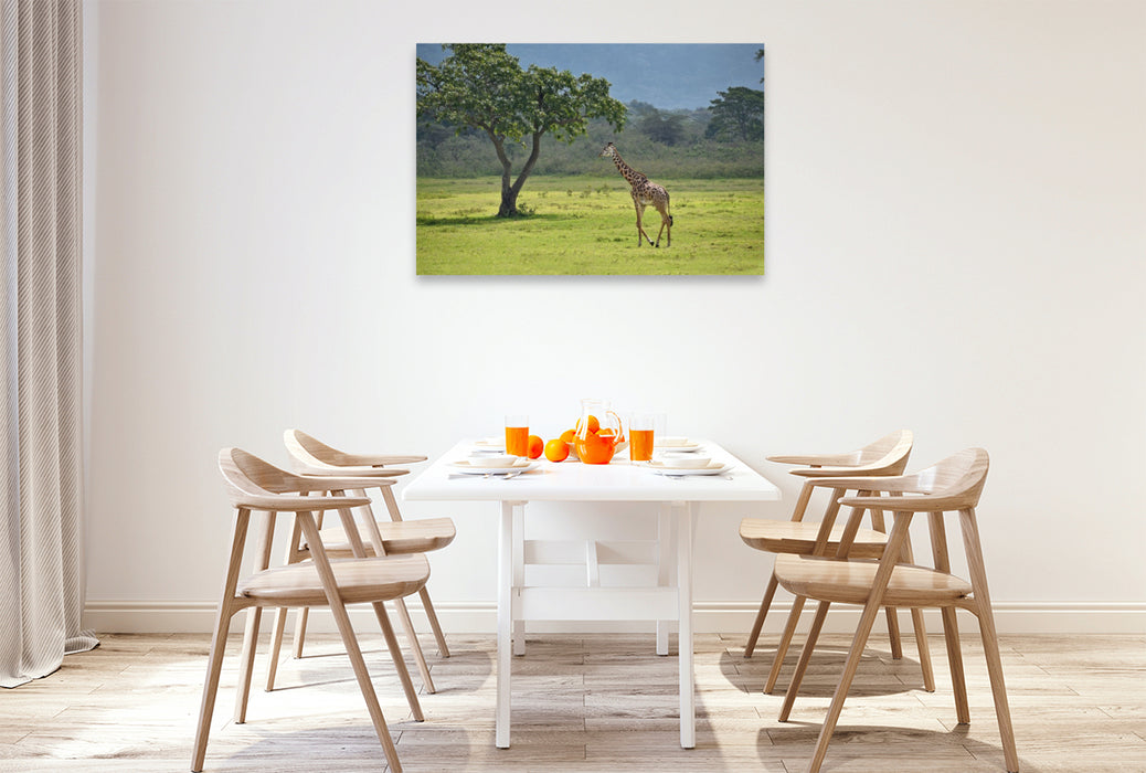 Premium Textil-Leinwand Giraffe