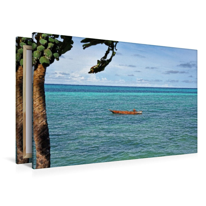 Premium Textil-Leinwand Angler auf dem Meer