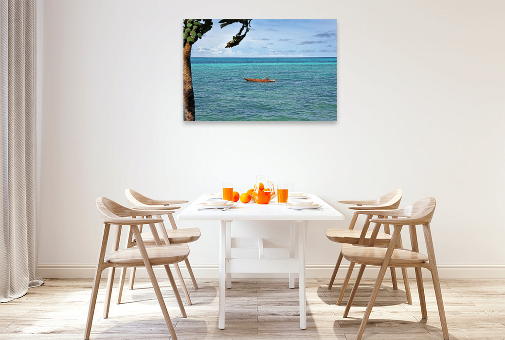 Premium Textil-Leinwand Angler auf dem Meer