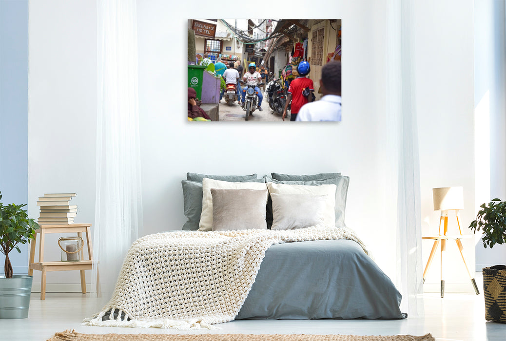 Premium Textil-Leinwand Stadtgeschehen in Stone Town