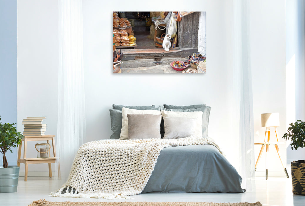 Premium Textil-Leinwand Katze in Stone Town