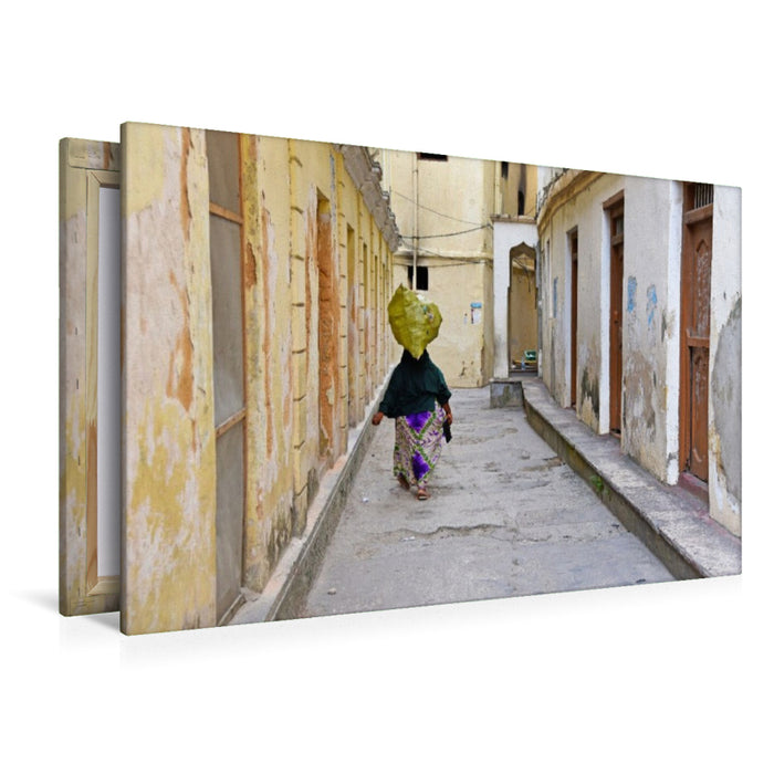 Premium Textil-Leinwand Frau in Stone Town