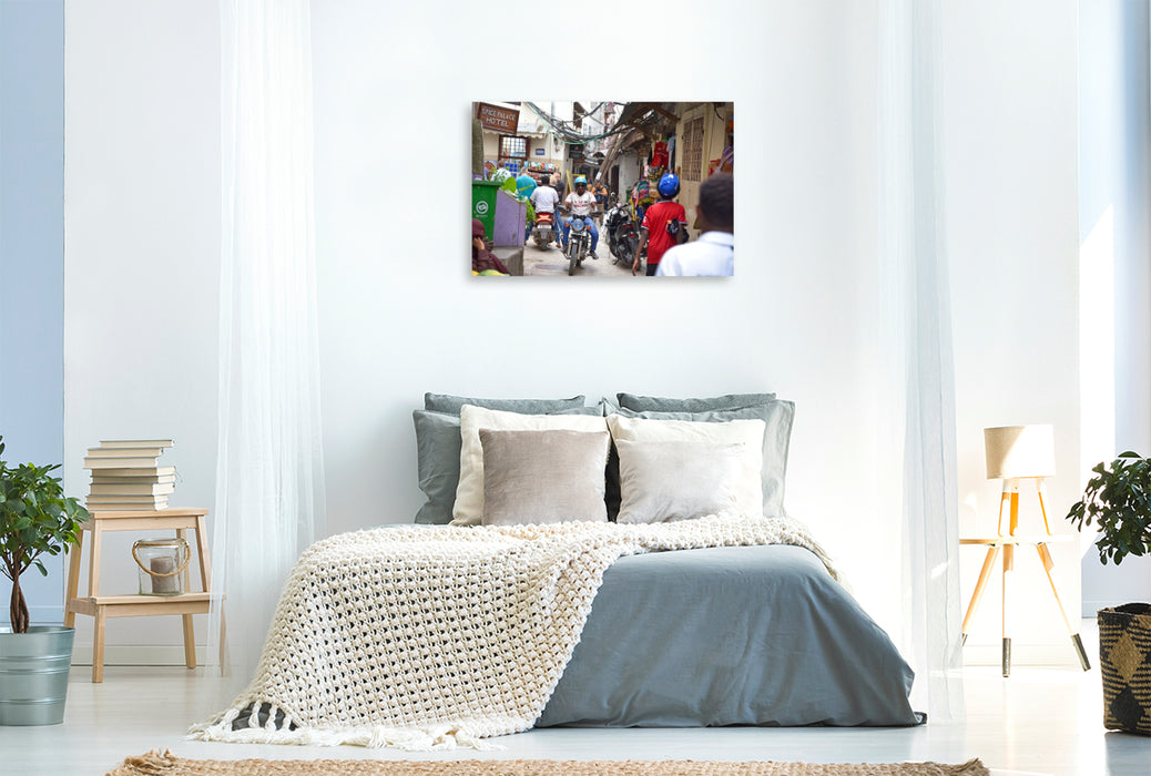 Premium Textil-Leinwand Stadtgeschehen in Stone Town