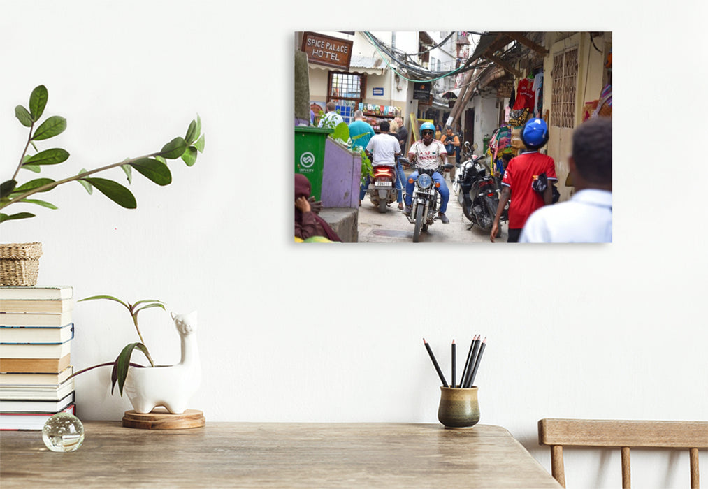 Premium Textil-Leinwand Stadtgeschehen in Stone Town