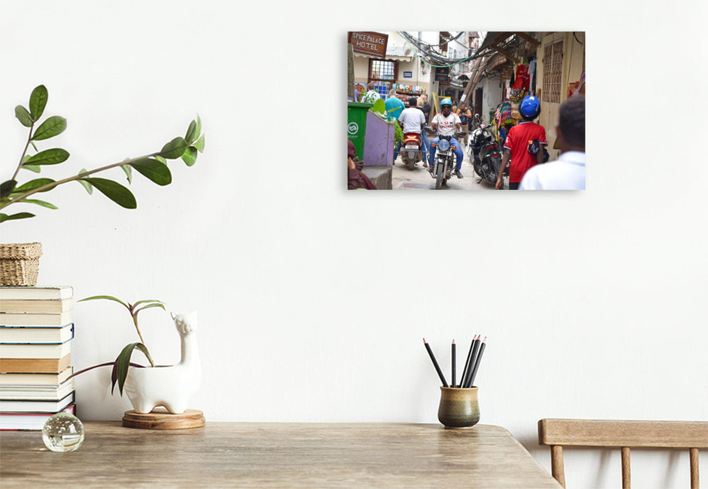 Premium Textil-Leinwand Stadtgeschehen in Stone Town