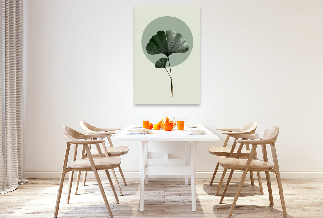 Premium Textil-Leinwand Ginkgo Leichtigkeit
