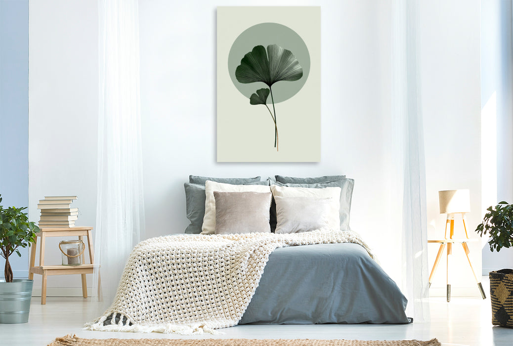 Premium Textil-Leinwand Ginkgo Leichtigkeit