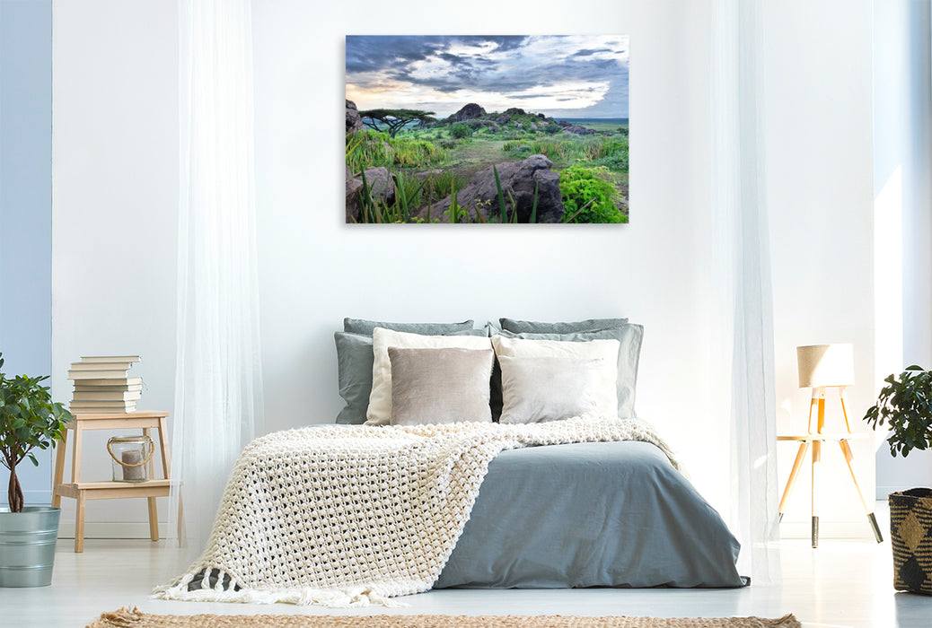 Premium Textil-Leinwand Ngorongoro-Schutzgebiet