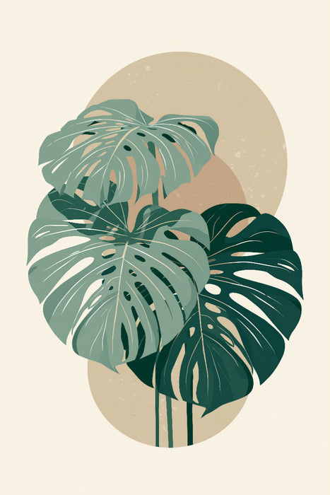 Premium Textil-Leinwand Monstera Balance