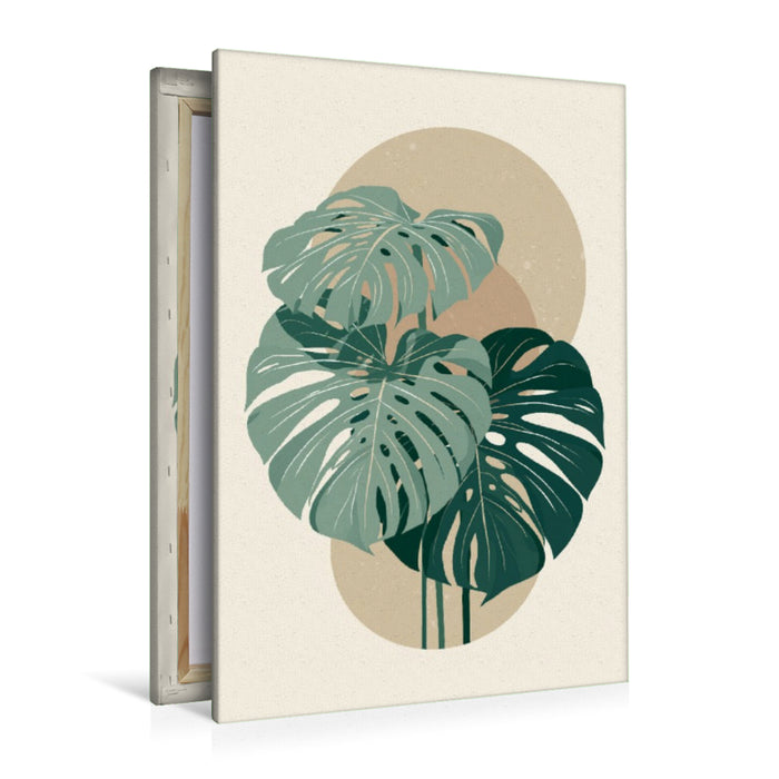 Premium Textil-Leinwand Monstera Balance
