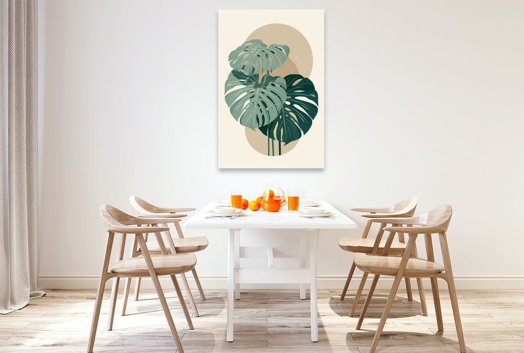 Premium Textil-Leinwand Monstera Balance