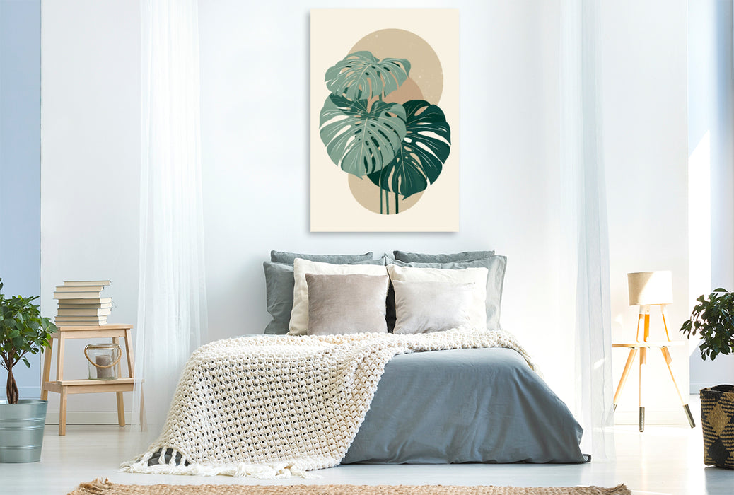 Premium Textil-Leinwand Monstera Balance