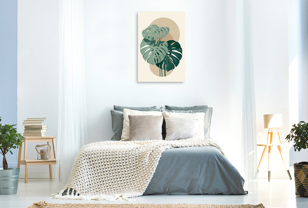 Premium Textil-Leinwand Monstera Balance