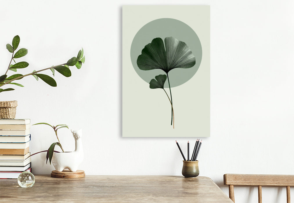 Premium Textil-Leinwand Ginkgo Leichtigkeit