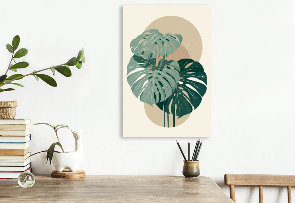 Premium Textil-Leinwand Monstera Balance