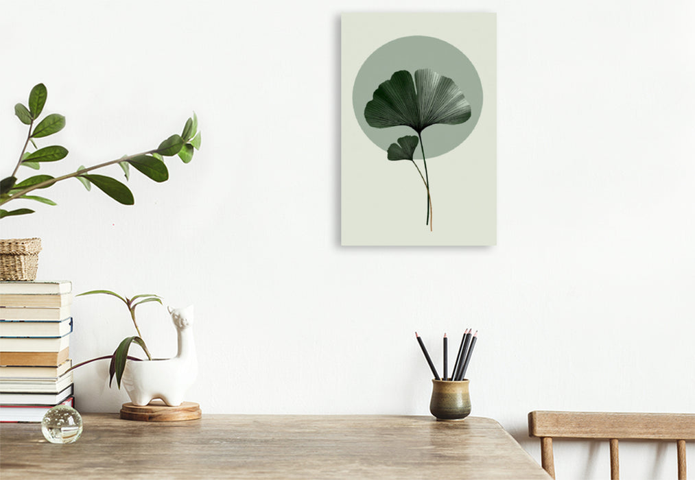 Premium Textil-Leinwand Ginkgo Leichtigkeit