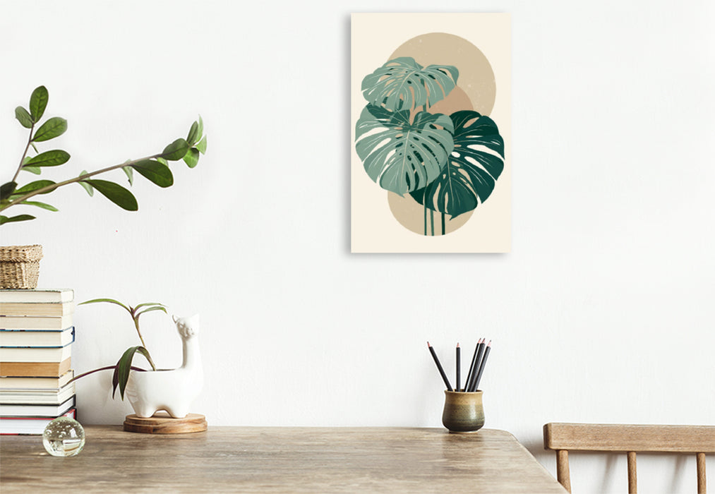 Premium Textil-Leinwand Monstera Balance