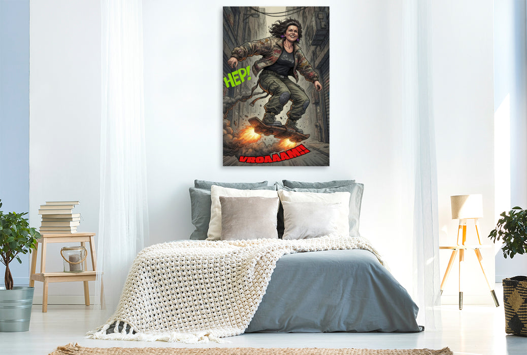 Premium Textil-Leinwand High-Speed auf dem Hoverboard
