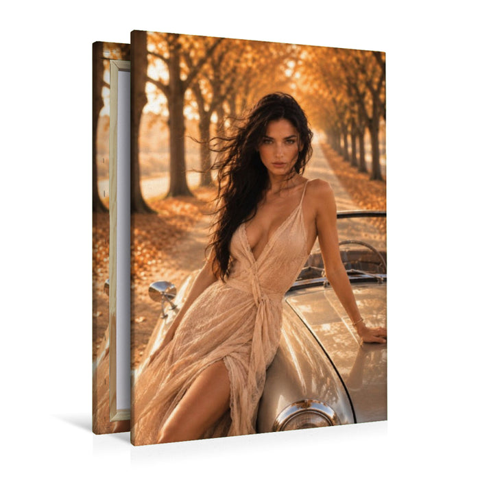 Premium Textil-Leinwand Eleganz im goldenen Herbst