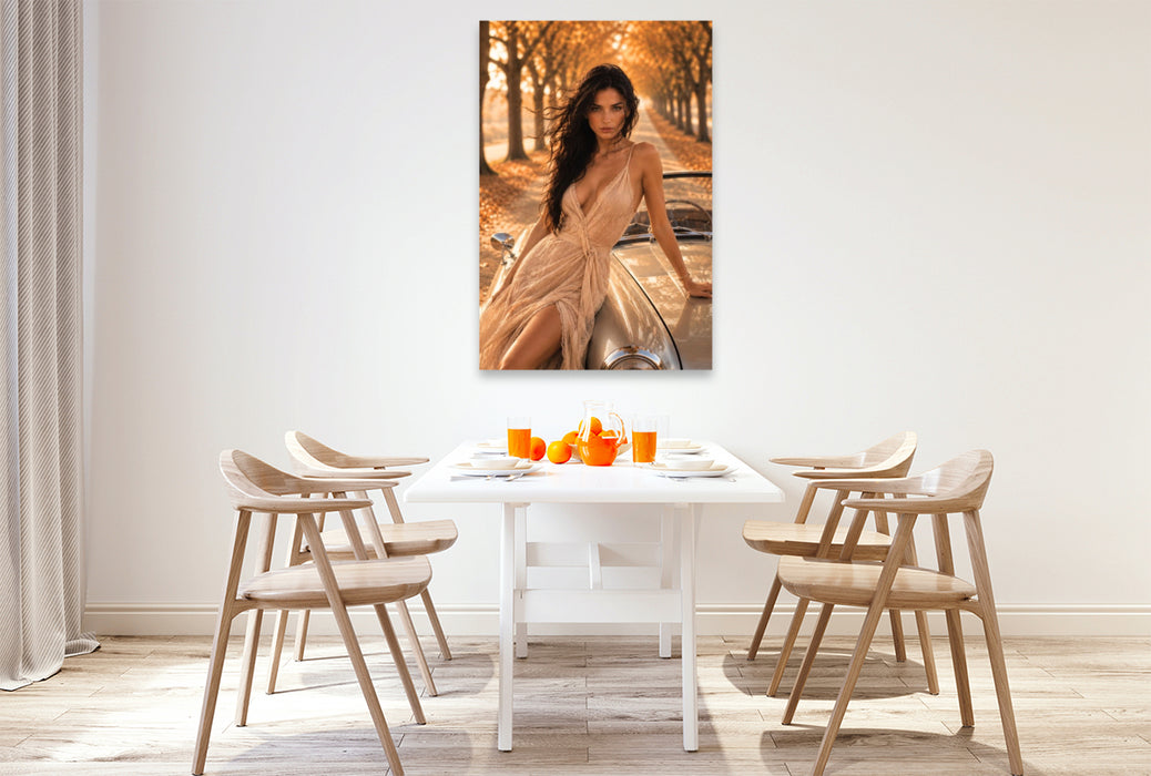 Premium Textil-Leinwand Eleganz im goldenen Herbst