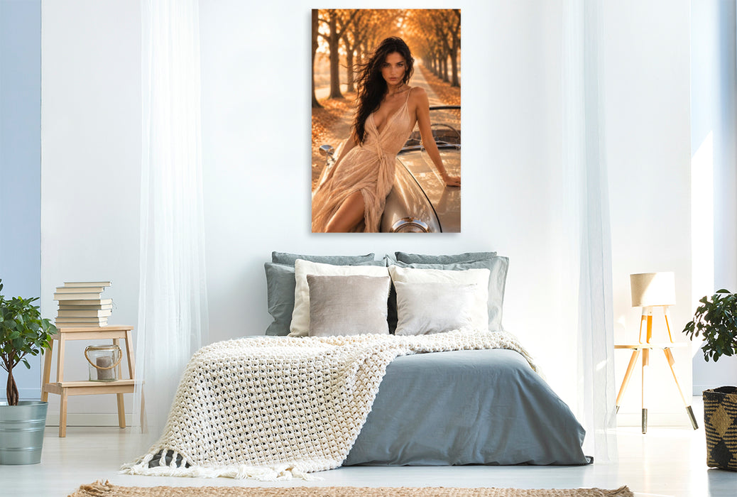 Premium Textil-Leinwand Eleganz im goldenen Herbst