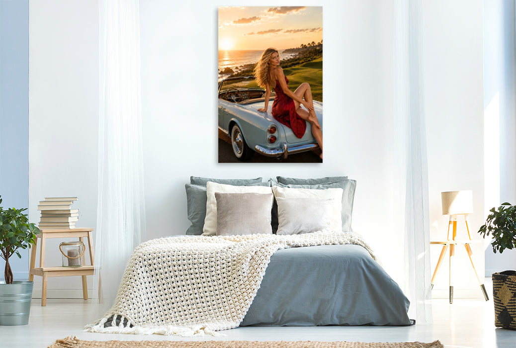 Premium Textil-Leinwand Goldene Freiheit am Meer