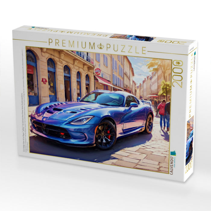 Eine Dodge Viper ist im Regen "giftig". Sie hat trotz ihrer Power keine Assistenzsysteme. - CALVENDO Foto-Puzzle'