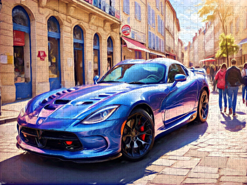 Eine Dodge Viper ist im Regen "giftig". Sie hat trotz ihrer Power keine Assistenzsysteme. - CALVENDO Foto-Puzzle'